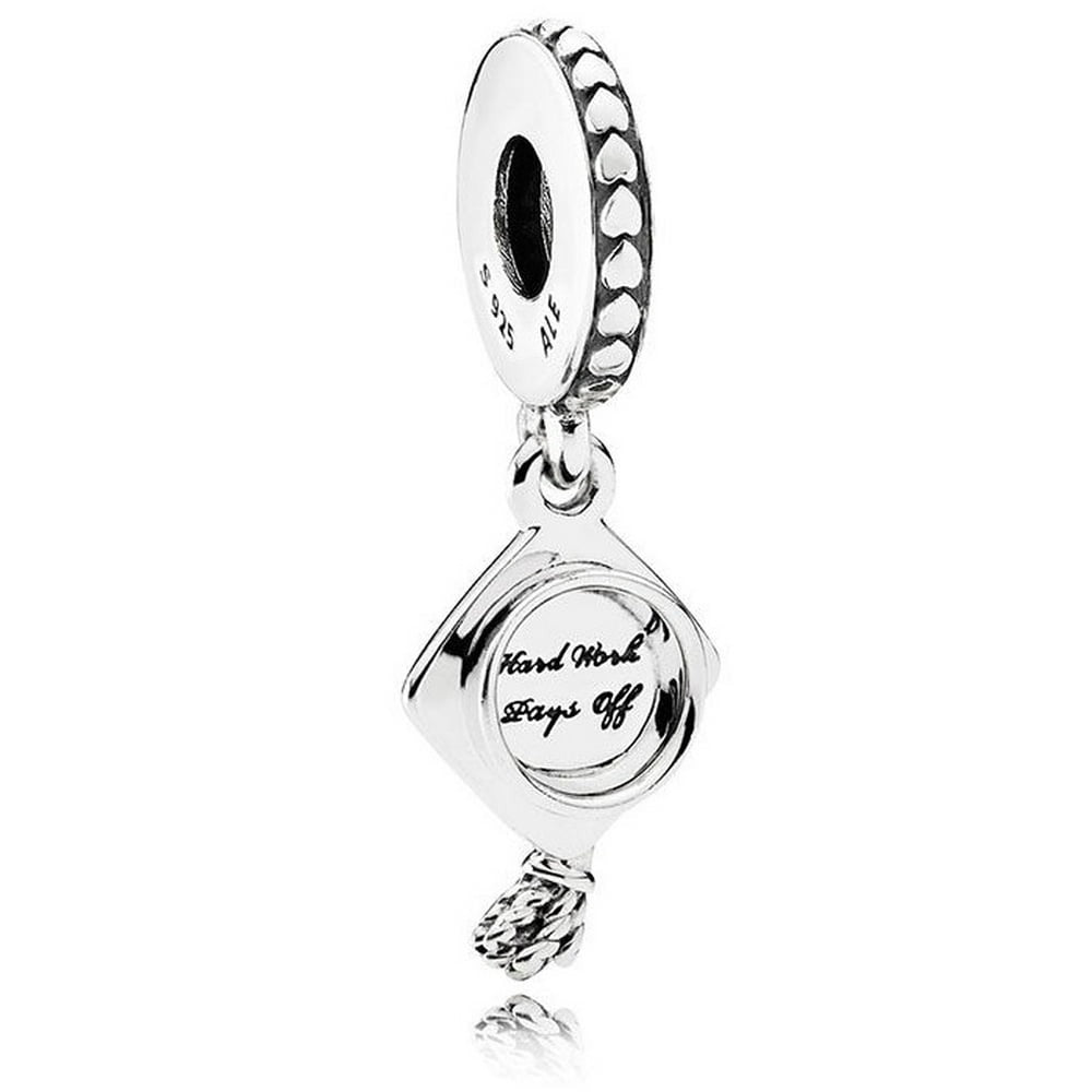 Graduation Cap Dangle Charm Hallmarked S925 Sterling Silver