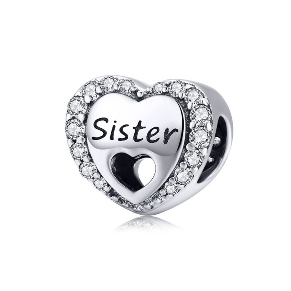Sister Heart Charm Hallmarked S925 Sterling Silver