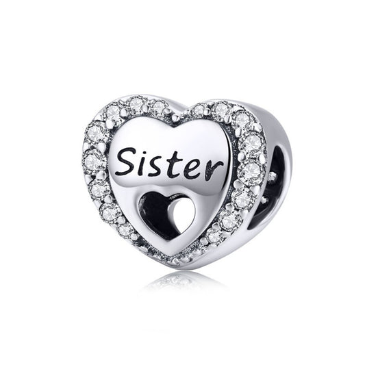 Sister Heart Charm Hallmarked S925 Sterling Silver