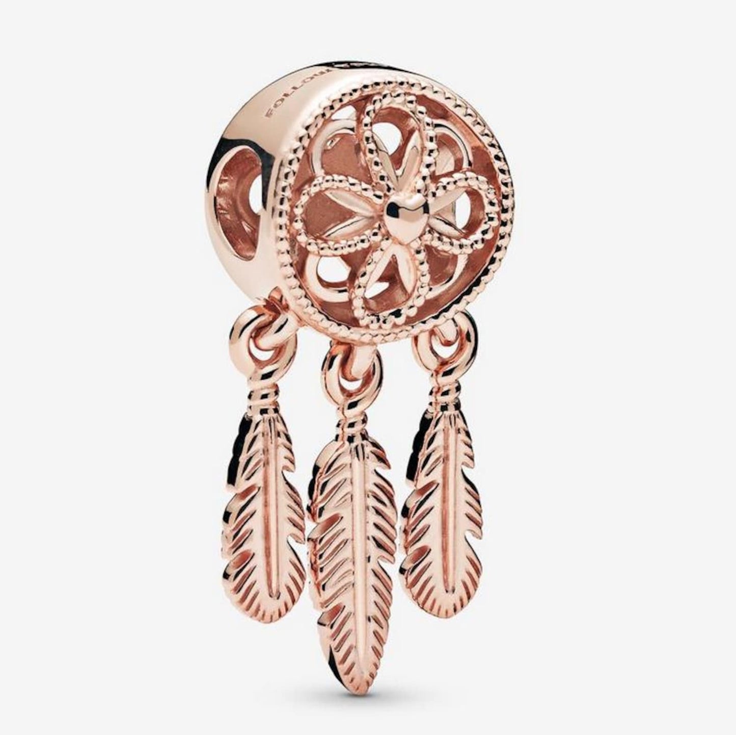Rose Gold Spiritual Dreamcatcher Charm Hallmarked S925 Sterling Silver