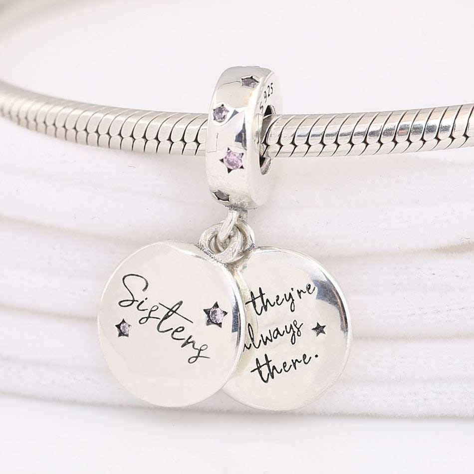 Sisters Dangle Charm Hallmarked S925 Sterling Silver