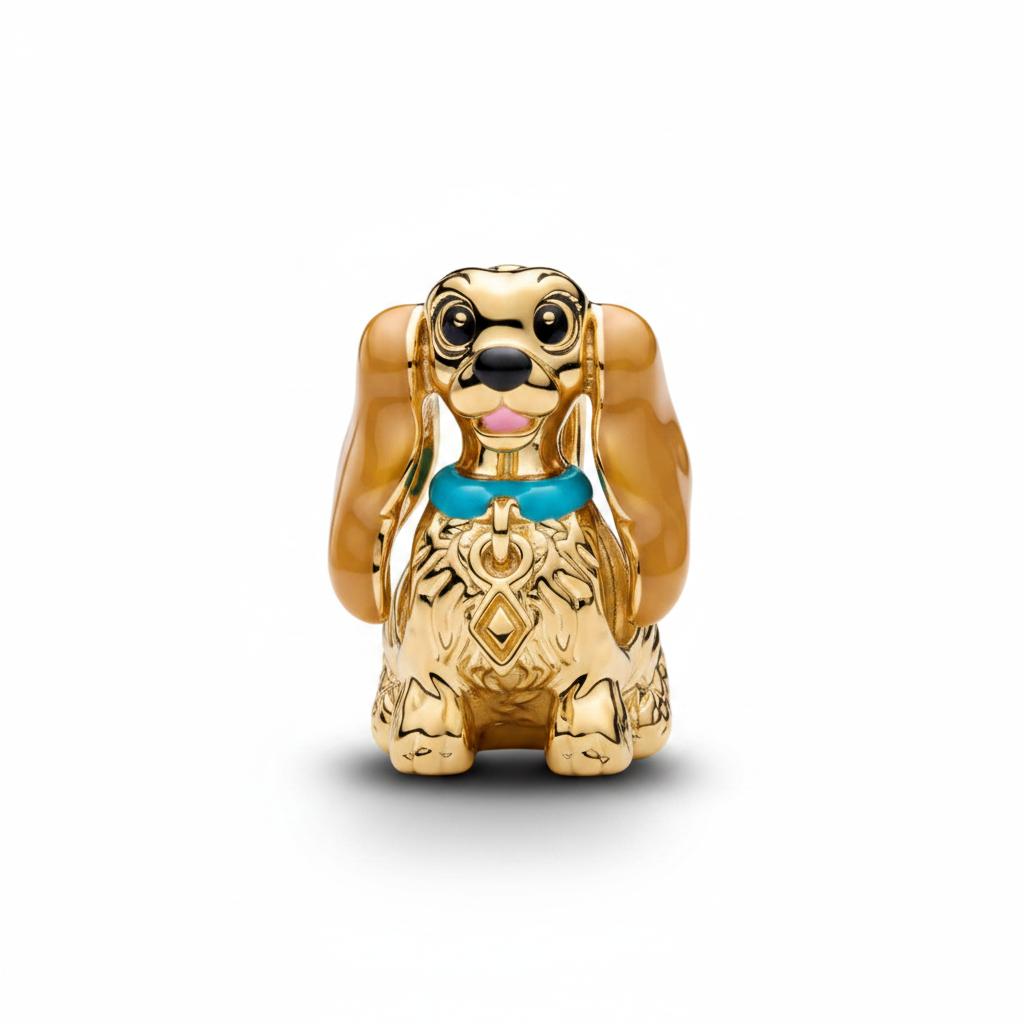 Lady Cocker Spaniel Gold Charm – Sterling Silver S925 for Women's Bracelet