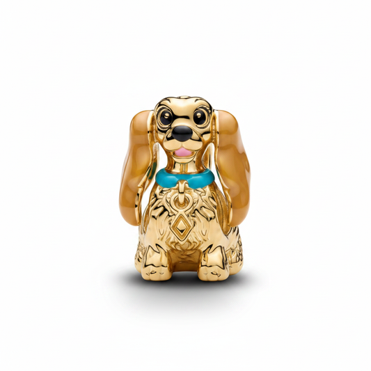 Lady Cocker Spaniel Gold Charm – Sterling Silver S925 for Women's Bracelet
