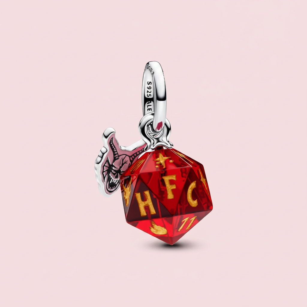 Premium Silver Charm on Pastel Pink