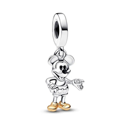 Disney Mickey Mouse Dangle Charm Hallmarked S925 Sterling Silver