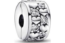 Sparkling Heart  Infinity Clip Charm Hallmarked S925 Sterling Silver-For Women's Bracelet