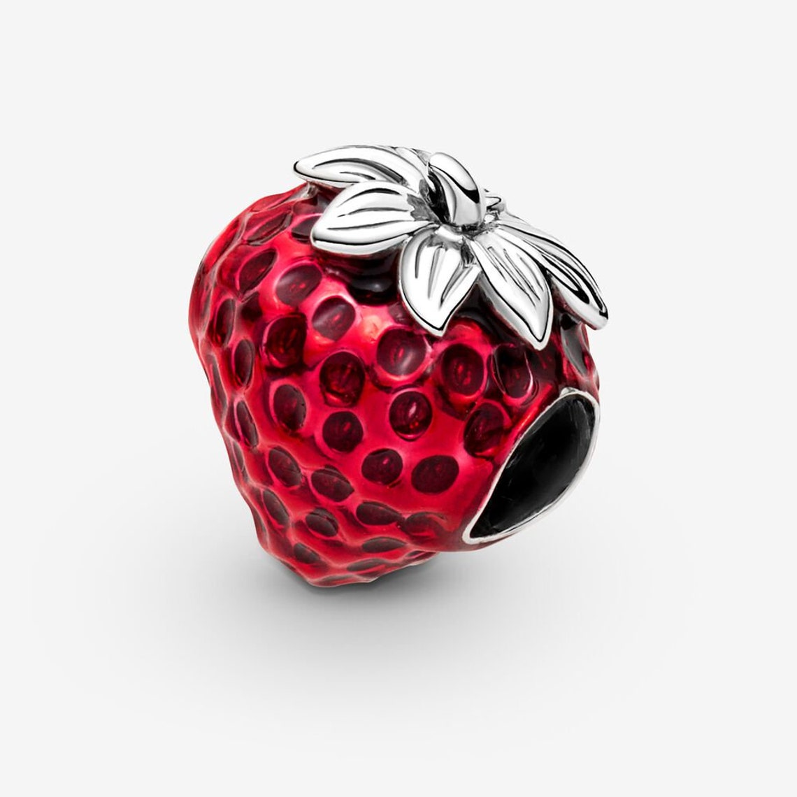 Seeded Strawberry Fruit Charm Hallmarked S925 Sterling Silver